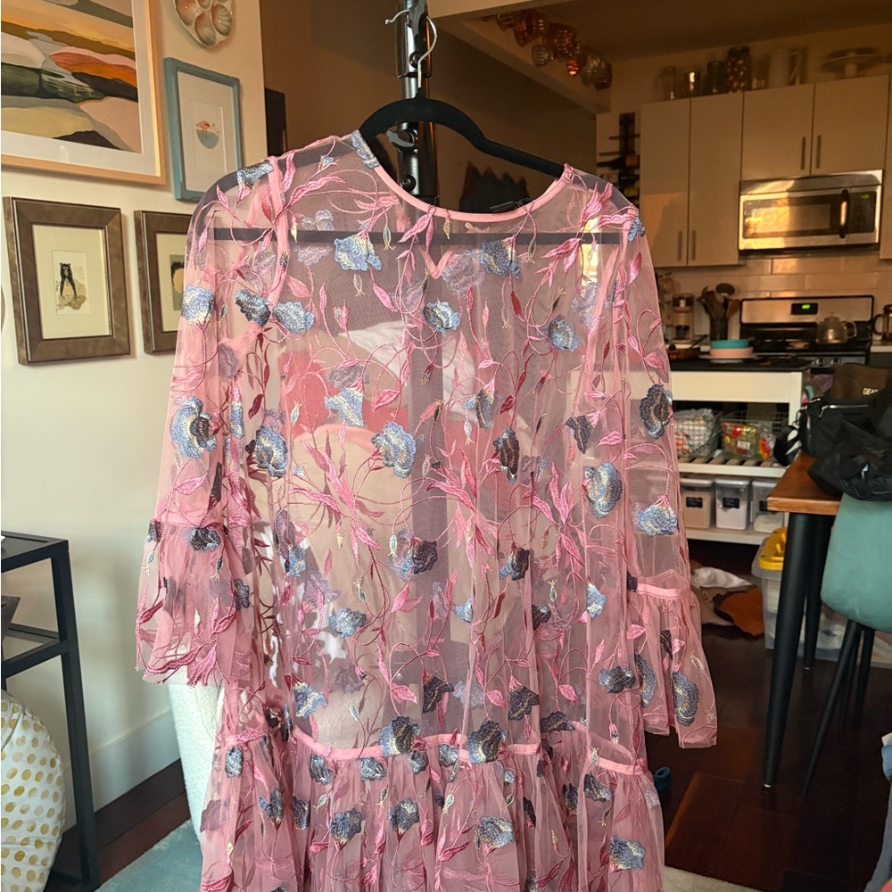 Pink Sheer Floral Dress